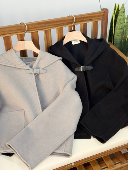 Hermes Hooded Wool Wrap Jackets