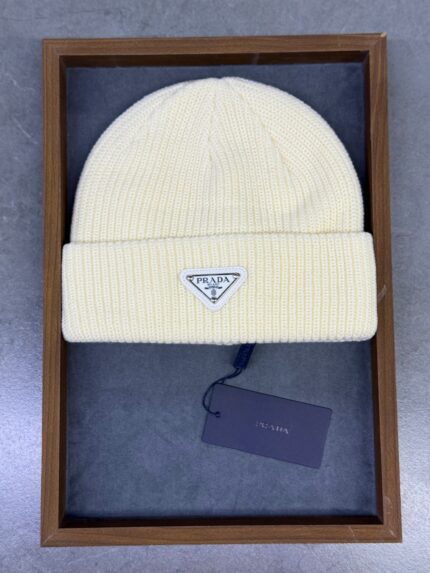 Prada Triangle Logo Wool Knit Beanies