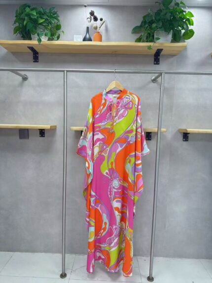 Emilio Pucci Psychedelic Print Silk Kaftan Dress