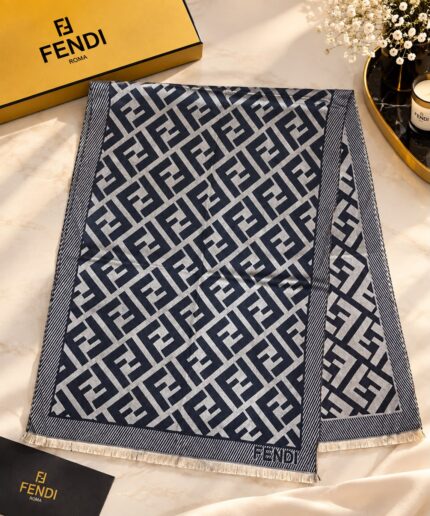 Fendi Roma FF Monogram Logo Cashmere Blend Scarfs