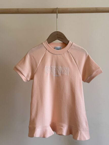 Fendi Roma Logo Ruffle Hem T-Shirt Dress