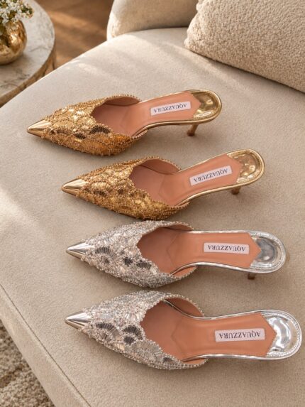 Aquazzura Gatsby 65 Embroidered Mules