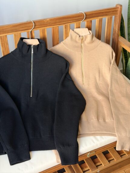Chanel Half-Zip Mock Neck Sweater