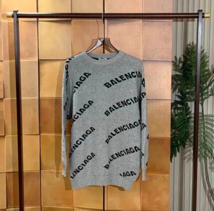 Balenciaga All-Over Logo Intarsia Sweater