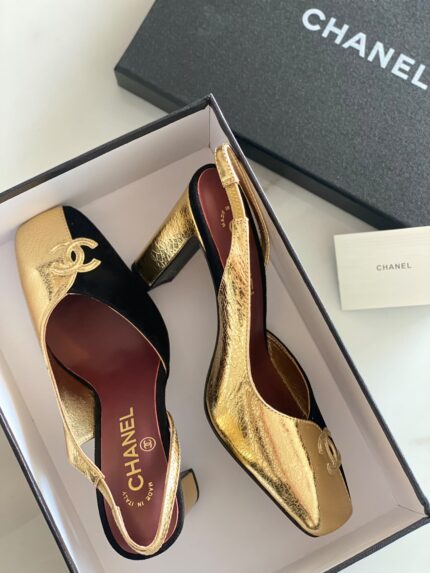 Chanel CC Cap-Toe Slingback Pumps
