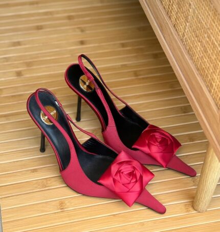 YSL Rose Satin Slingback Pumps