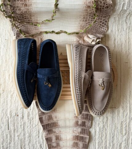 Loro Piana Summer Walk Braided Suede Loafers