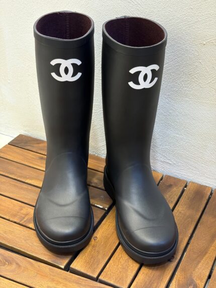 Chanel CC Logo High Wellington Rain Boots