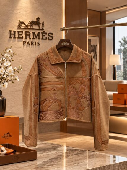 Hermes Equestrian Embossed Cropped Jacket