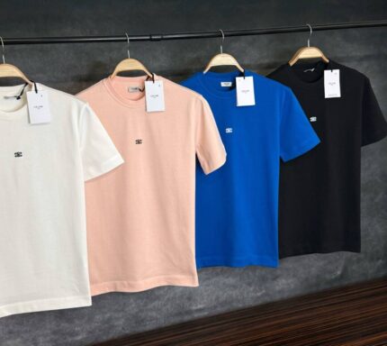 Celine Triomphe Embroidered Cotton T-Shirts