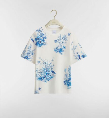 Christian Dior Blue Toile de Jouy Floral T-Shirt