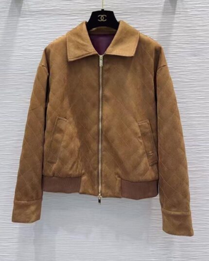 Chanel Quilted Suede Bomber Jacket