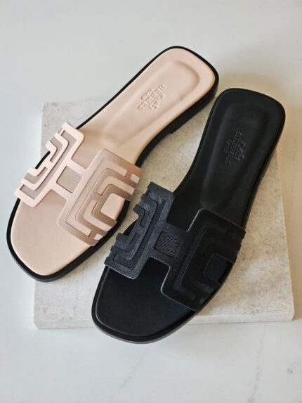Hermes Oran H Cut-Out Mesh Flat Slides
