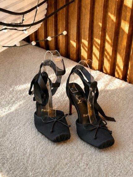 Christian Louboutin Bow Lace-Up Satin Ballet Pumps