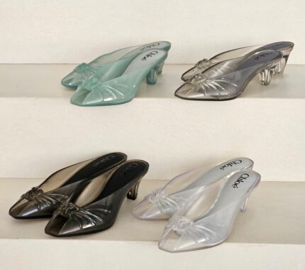 Chloe Jelly Bow Pointed Toe Heeled Mules