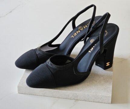 Chanel Cap-Toe Mesh Slingback Pumps