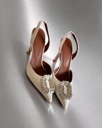 Amina Muaddi Camelia Crystal-Embellished Slingback Pumps