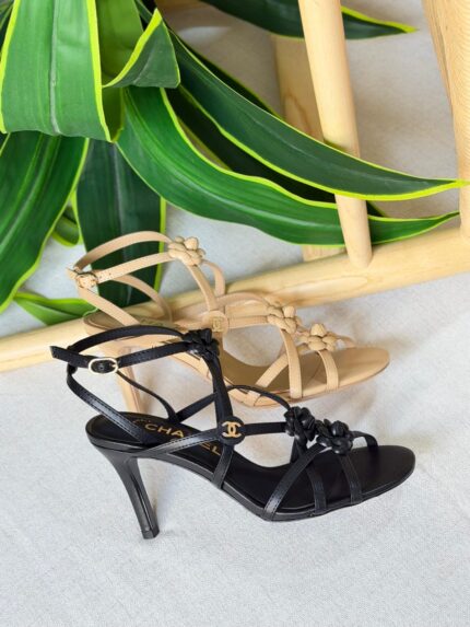 Chanel Camellia Flower Strappy Stiletto Heels