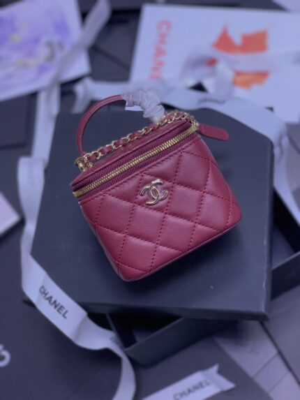 Chanel Quilted Vanity Case with Top Handle Bags