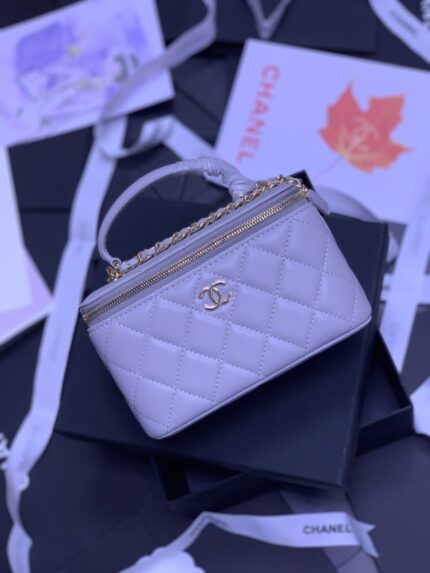Chanel Quilted Vanity Case with Top Handle Bags
