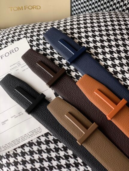 Tom Ford T-Buckle Grained Leather Belts