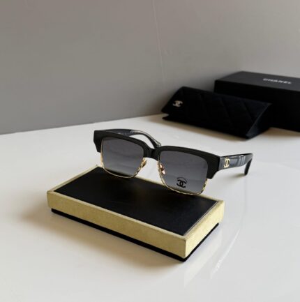 Chanel CC Logo Square Half-Rim Sunglasses