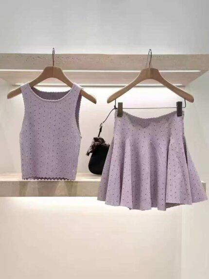 Sandro Knitted Crystal Embellished Two-Piece Set