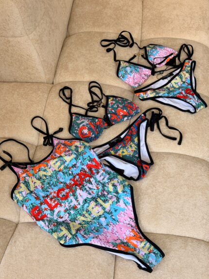 Chanel Tropical Graffiti Print Swimwear Bikini Sets