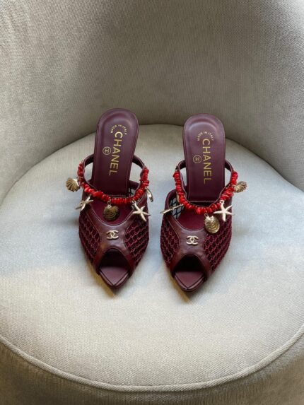 Chanel Mesh Embellished Mule Heels