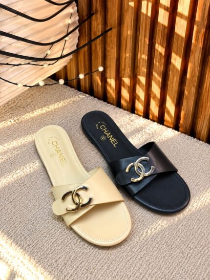 Chanel CC Logo Flat Slides