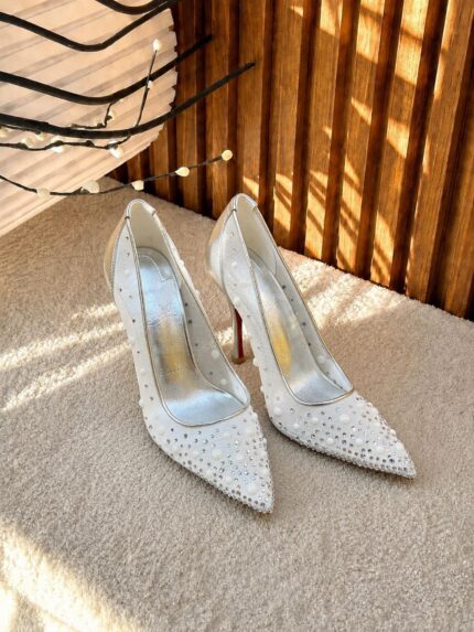 Christian Louboutin Follies Strass Pearl Embellished Mesh Pumps