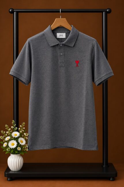 Ami Paris de Coeur Embroidered Polo Shirts