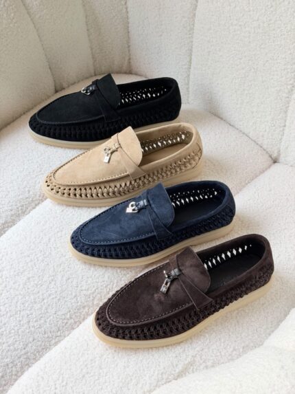 Loro Piana Summer Charms Braided Suede Loafers