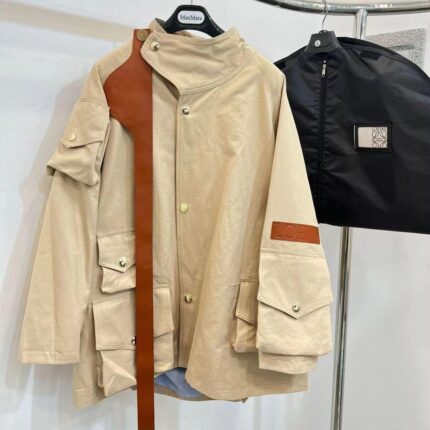 Loewe Canvas & Leather Patchwork Anagram Utility Jacket