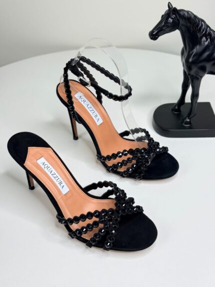 Aquazzura Tequila Crystal-Embellished Plexi Sandals