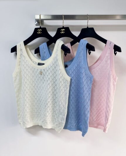 Chanel Pointelle Knit Sleeveless Tank Tops
