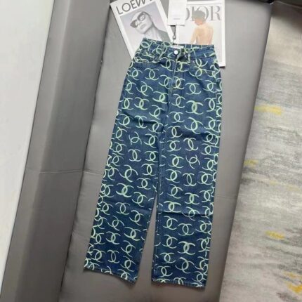 Chanel Wide-Leg Denim Jeans