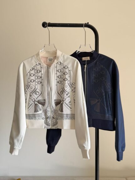 Hermes Reversible Equestrian Print Bomber Jackets