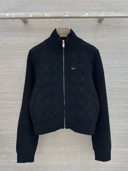 Christian Dior Cannage Quilted Zip-Up Cardigan Jackets