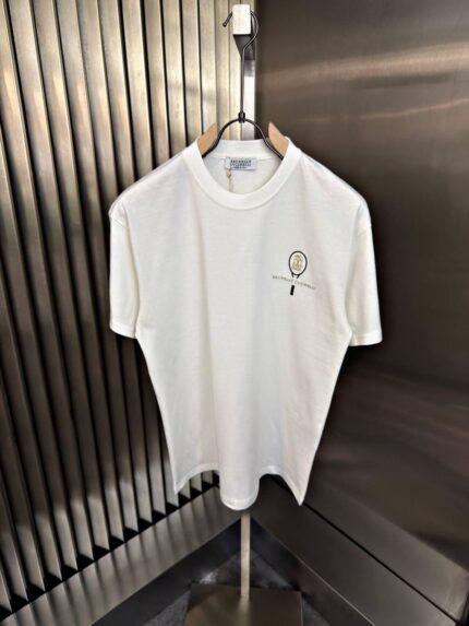 Brunello Cucinelli Tennis Racket Logo Cotton T-Shirts