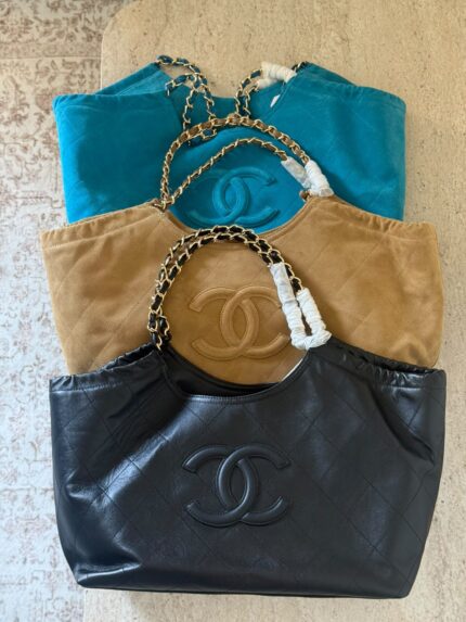 Chanel 22S Quilted Suede & Calfskin Hobo Shopping Bags