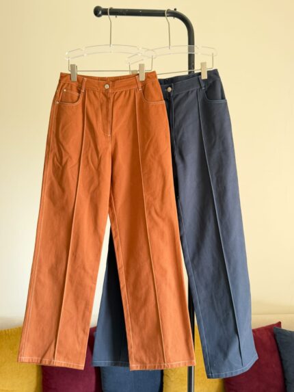 Hermes High-Waisted Pintuck Wide Leg Trousers