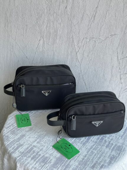 Prada Re-Nylon Saffiano Leather Travel Dopp Kit Toiletry Bags