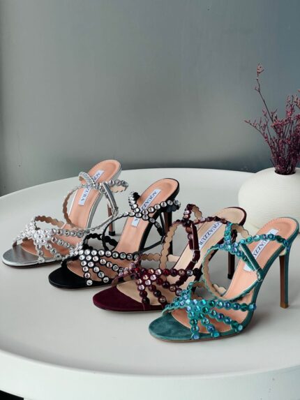Aquazzura Tequila Crystal Embellished H Heel Sandals