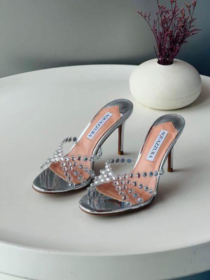 Aquazzura Tequila Crystal Embellished Heel Mules