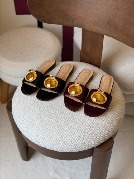 Christian Dior Gold Medallion Flat Mules