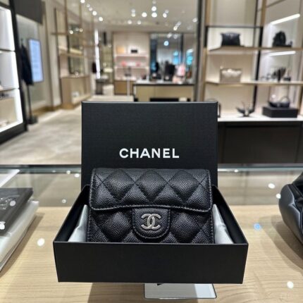 Chanel Classic Caviar Quilted Card Holder Wallets
