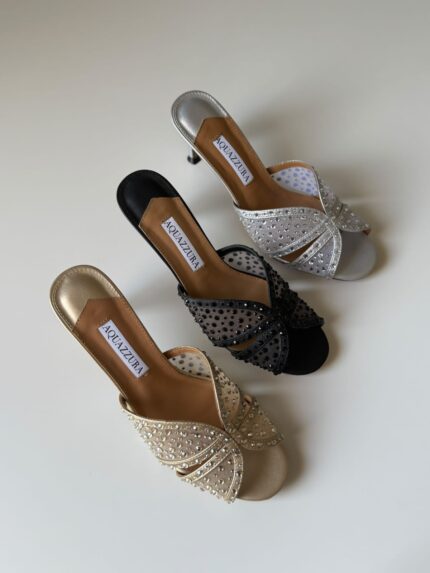 Aquazzura Crystal Love Mule Sandals