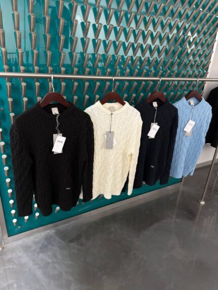 Christian Dior Cable-Knit Crewneck Sweaters