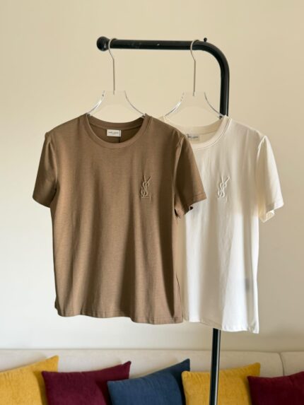 YSL Monogram Embroidered T-Shirts